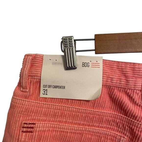 BDG Urban Outfitters Pink Cut Off Carpenter Corduroy Shorts Size 31 NWT - Picture 5 of 6